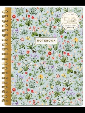 James  Burke Spring Floral Spiral Notebook with Elastic Closure